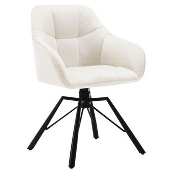Silla Giratoria 360° Silla De Comedor De Terciopelo Sillón Escandinavo Patas De Metal - Crema - Woltu