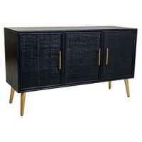 aparador de madera y rejilla lacado negro 120x415x71