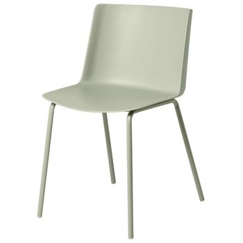 Silla de polipropileno menta con respaldo ergonómico y patas de metal