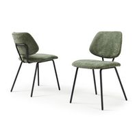 juego de 2 sillas de comedor koma tela acero 78x49x55cm verde oscuro encasa