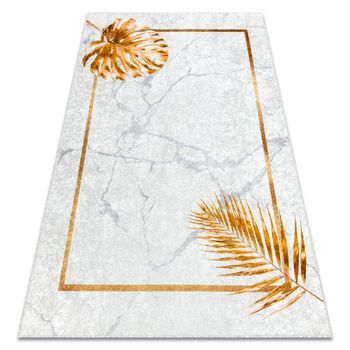 Alfombra Lavable Miro 51518.806 Hojas, Marco Antideslizante - Gris / O 200x290 Cm