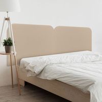 dhome cabecero blanco hueso 210cm dual tapizado en polipiel liso curvo 70cm altura pared acusticos absorbentes cabezal cama blanco hueso 210 dual