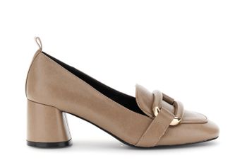 escote efecto piel con pinza taupe