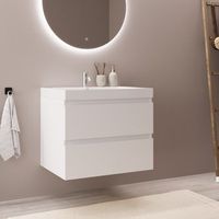 mueble de bano suspendido con lavabo 60 cm blanco brillante con 2 cajones - lomazoo monaco