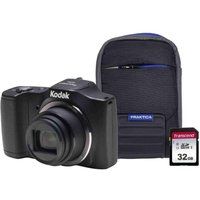 kodak pixpro friendly zoom fz152 compact camera kit with 32 gb sd card and case - black black