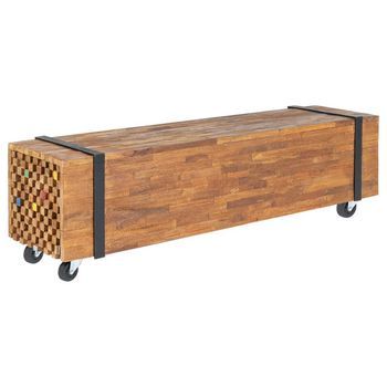 Mueble Para Tv Madera Teca Macizo 110x30x32,5 Cm Vidaxl