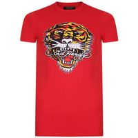 ed hardy camiseta tiger mouth graphic t-shirt red para mujer