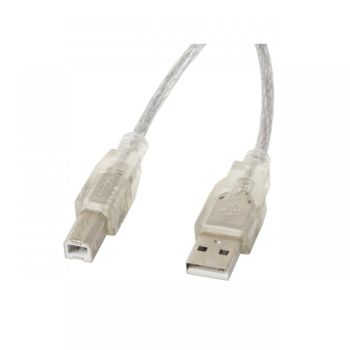 Lanberg Cable USB-A 2.0 a USB-B Macho/Macho con Ferrita 1.8m Transparente
