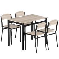 homcom juego de mesa y 4 sillas de comedor estilo moderno marco metalico para espacios pequenos negro