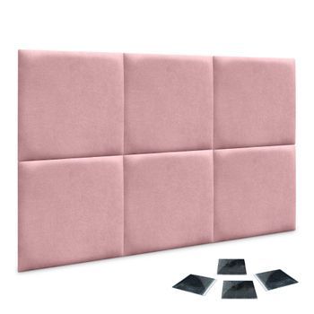 Dhome Juego De 6 Paneles Tapizados De Tela Autoadhesivos Para Pared Acústicos Absorbentes Protección Impactos Cabeceros (rosa, 50x50cm, X6)
