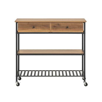 Carrito de cocina con 2 estantes y 2 cajones metal marrón