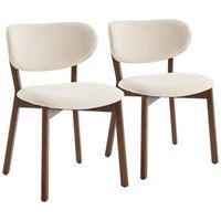 pack de 2 sillas de madera oscura y tela boucle beige aura