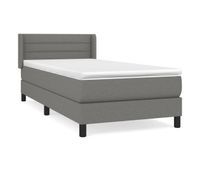 cama box spring con colchon tela gris oscuro 90x200 cm rayas horizontales