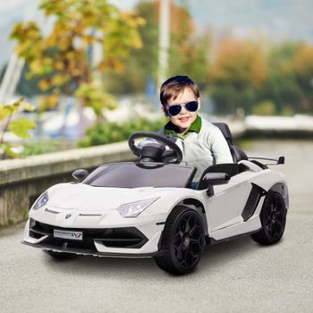 Coche Eléctrico Lamborghini Para Niños Con Mp3 Luces Blanco Homcom