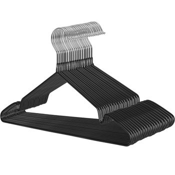 20 perchas de metal antideslizantes con gancho de color negro