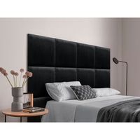 dhome cabecero tapizado para camas de 190cm compuesto de paneles autoadhesivos intercambiables de terciopelo premium cama lujo dormitorio acolchado negro 190cm