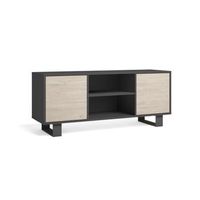 mueble tv 140 con 2 puertas salon comedor modelo wind color estructura gris antracita color puertas roble medidas 137x40x57cm de altura
