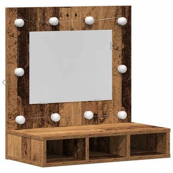 Armario Con Espejo Madera Envejecida 60 X 31,5 X 62 Cm Vidaxl