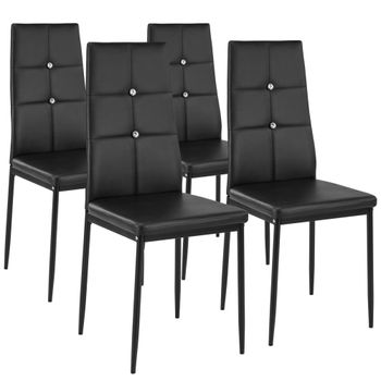 4 sillas de comedor tapizadas, respaldo alto con brillantes negro