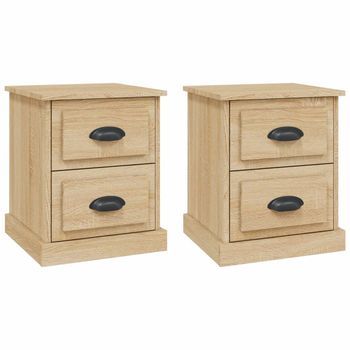 Mesitas De Noche 2 Uds Contrachapada Roble Sonoma 39x39x47,5 Cm Vidaxl