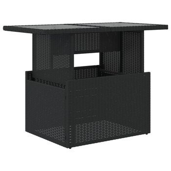 Mesa De Jardín | Mesa De Exterior Superficie De Vidrio Ratán Pe Negro 100x55x73 Cm