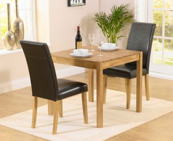 Oxford 80cm Solid Oak Dining Table with Albany Black Chairs - Black, 2 Chairs