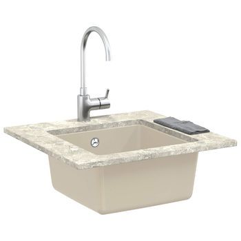 Lavabo De Baño Moderno | Lavabo Beige 430 X 460 Mm 80% Cuarzo Y 20% Resina