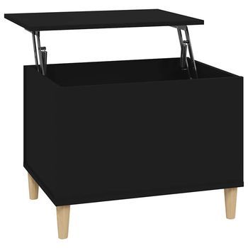 Mesa De Centro 44,5x60x45 Cm Madera Trabajada Y Madera Maciza De Eucalipto - Negro