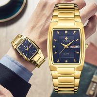 wwoor-reloj analogico de acero inoxidable para hombre accesorio de pulsera de cuarzo resistente al agua con calendario complemento masculino deportivo de marca de lujo disponible en color dorado