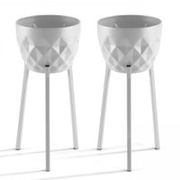 lote de 2 macetas cubiertas de metal blanco