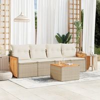 conjunto de sofas jardin con cojines 5 uds  mueble jardin mesa y sillas ratan sintetico beige cfw667741
