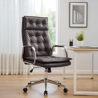 silla de oficina giratoria regulable en cuero autentico marron