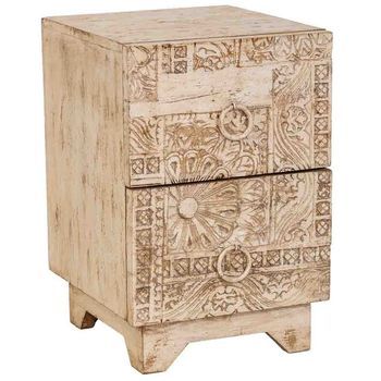 Mesita De Madera Artesanal Blanca 37x40x56h Cm