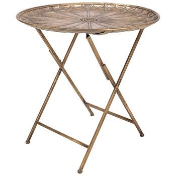 Mesa Auxiliar De Metal Dorado 65x65x62.5h Cm
