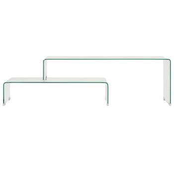 Set Pack 2 Uds Mesas De Centro，mesa Auxiliar，mesa De Café Vidrio Templado 90x30x20/110x30x40cm