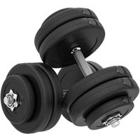 homcom juego de mancuernas ajustables 50 kg con barra de conexion de acero y discos desmontables 8x5 kg 4x15 kg negro   aosom espana