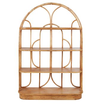 Estantería de mango macizo y ratán de 128 cm