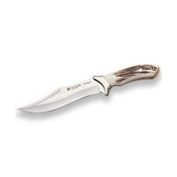 cuchillo de cazador joker antilope cc01 enterizo con cachas asta de ciervo y hoja curva de 195 cm virola inox herramienta de pesca caza camping y senderismo