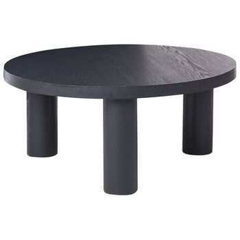 Mesa De Centro Con Tablero Redondo De Aglomerado Diseño Escandinavo Moderno Ø 80 Cm Negro Maumee
