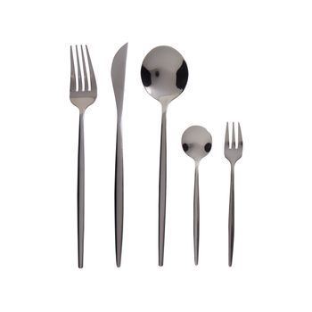 Cubertería Moderna Conjunto 30 Cubiertos Para 6 Personas Cuchillo Tenedor Cuchara Cucharilla Tenedor Para Postre Acero Inoxidable Negro Rigatoni