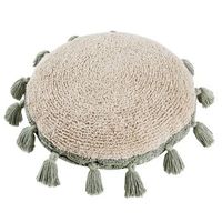 cojin de suelo redondo con pompones verdes o 48 cm