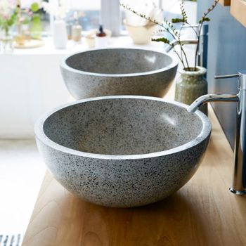 Lavabo redondo de terrazo gris   40 cm
