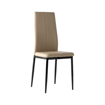 Set de 4 sillas tapizadas en polipiel color marrón. 42×47×97,5 cm