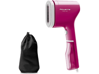 Plancha de vapor vertical - Rowenta Pure Pop DR2023, 1300W, Salida 20 g/min, 70ml, Calentamiento 15s, Elimina Pelusas, Arrugas y Purifica, Rosa