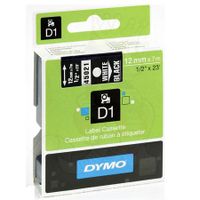dymo 45021 s0720610 original label tape 12mm x 7m white on black