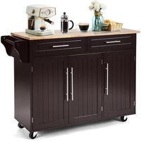 carrito de cocina con cajones y puerta costway 122 x 46 x 93 cm