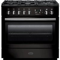 rangemaster professional fx 90 dual fuel range cooker - gloss black  chrome black