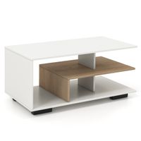 costway mesa de cafe con almacenamiento mesa central rectangular moderna con estante mesa geometrica versatil de 3 niveles para sala de estar