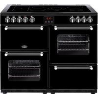 belling kensington 100e electric ceramic range cooker - black  chrome black