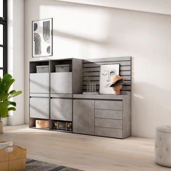 Zapatero efecto madera cemento 227x35x145cm